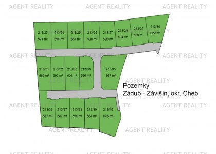 Prodej stavebního pozemku 213/28, 524 m², obec Zádub-Závišín, Mariánské Lázně.